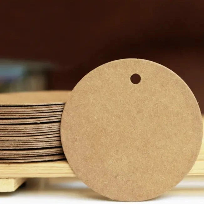 100pcs, 1.4"& 2.0" circular kraft paper gift tag and card - ByHome