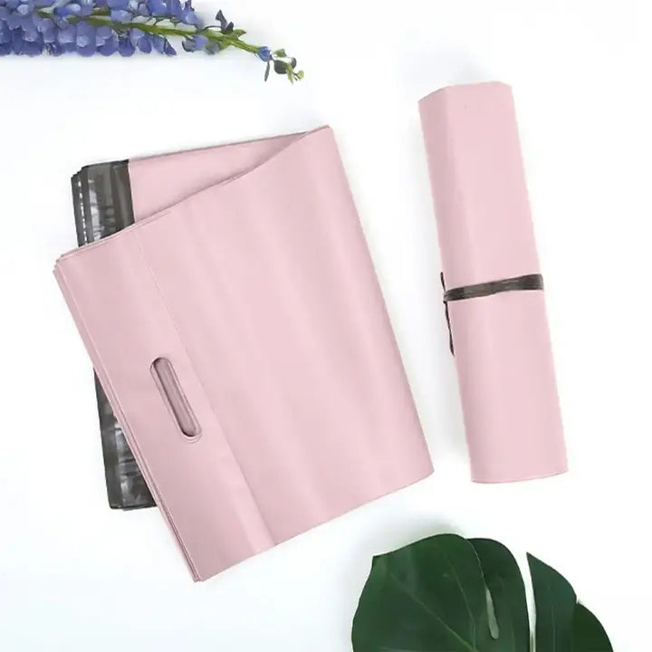 100pc, 2 size pink Self-Sealing poly Mailing Bags w/ Handles - ByHome