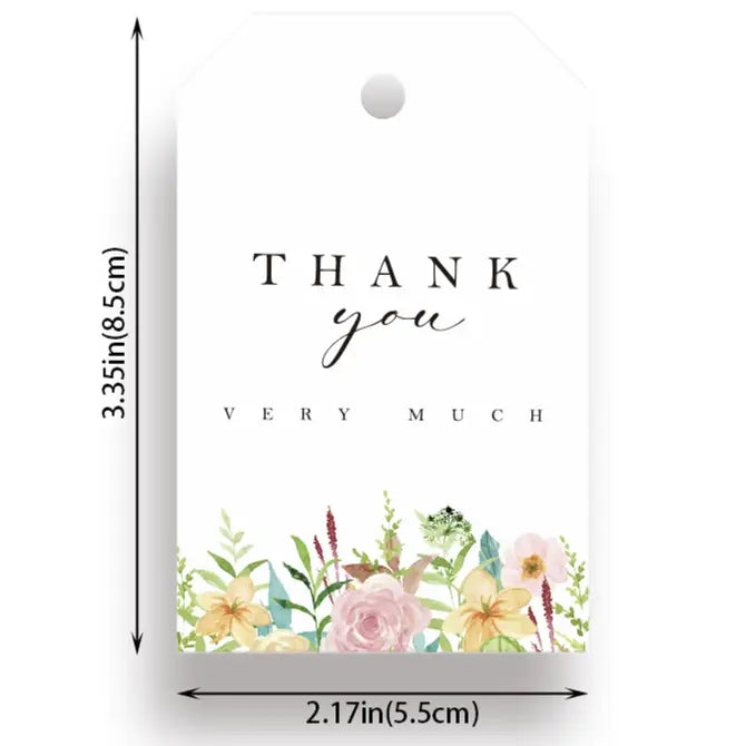 50pcs, 3.35"x2.17" Flower thank you tag 2 designs - ByHome