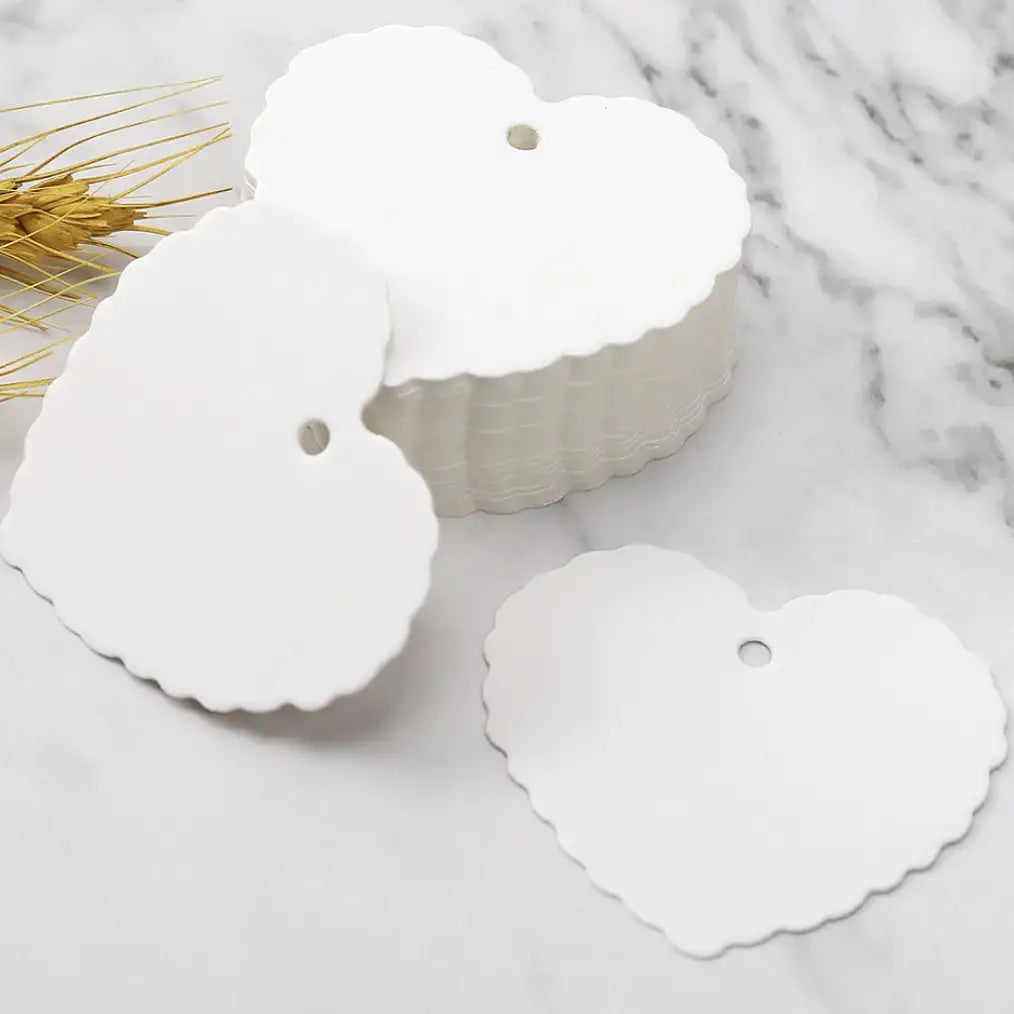 100pcs, 2.4x2" white black heart LOVE blank kraft paper tag - ByHome