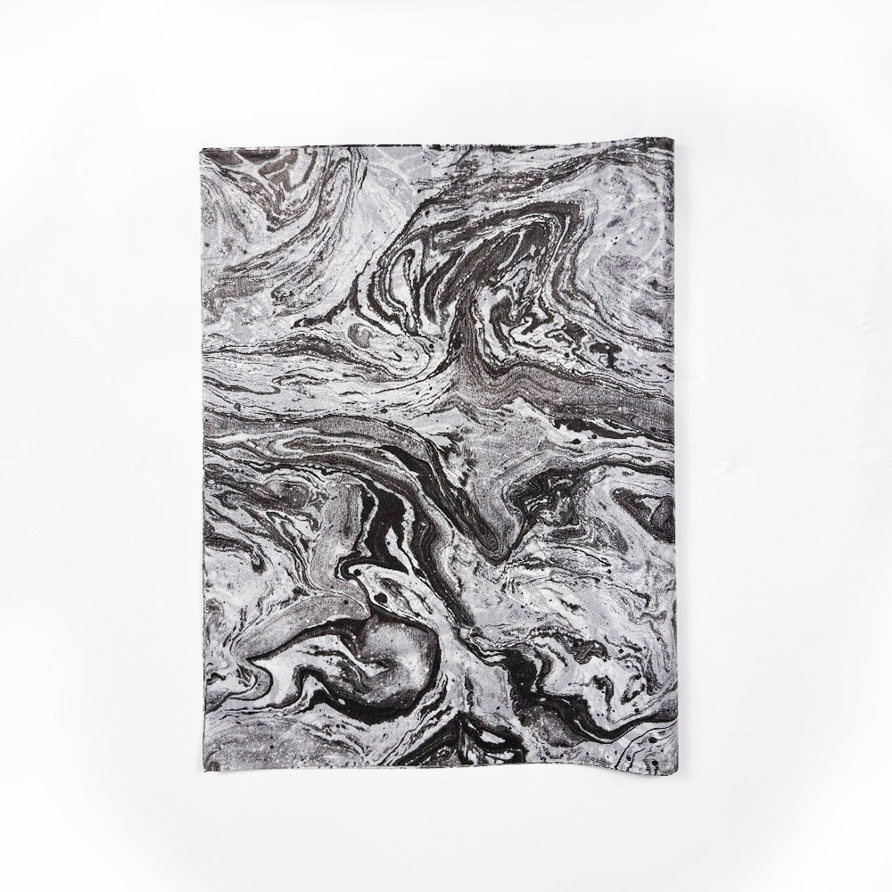 100 Bulk, 28" x 20" Black Marble Swirl 17g White Wrapping Tissue Paper Sheets