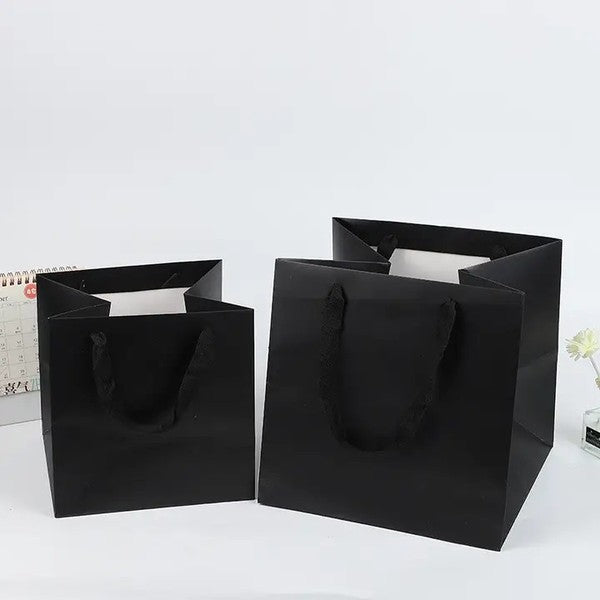 10pcs, 4 sizes Square premium Black White Paper Gift Bag - ByHome