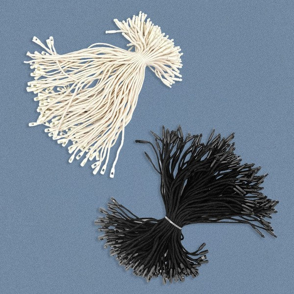 100pcs, 8" Reusable black beige cotton string fasteners for tag - ByHome