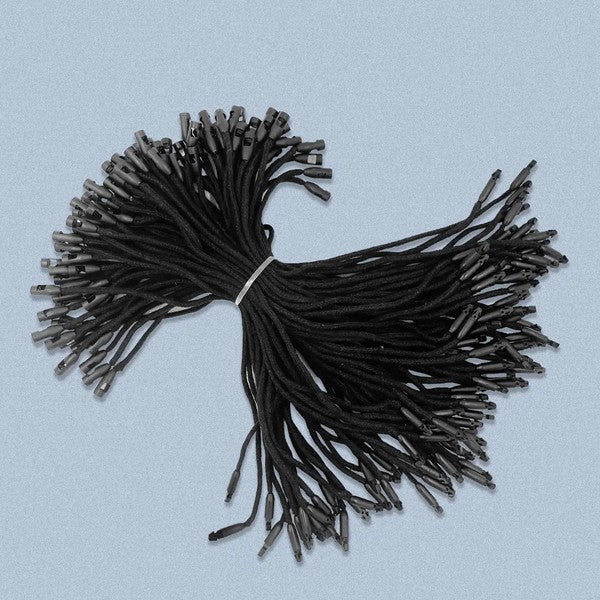 100pcs, 8" Reusable black beige cotton string fasteners for tag - ByHome