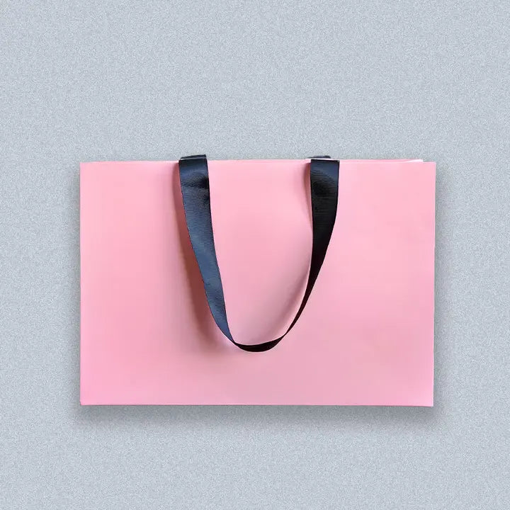 10pcs, premium Threaded Rope pink Gift Bag with free tissue - ByHome