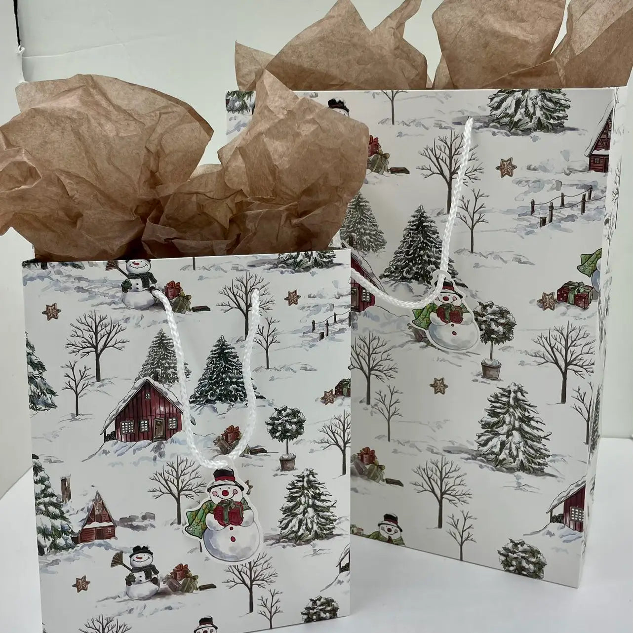 12pcs, Christmas Trees Snowman tag gift bag - ByHome