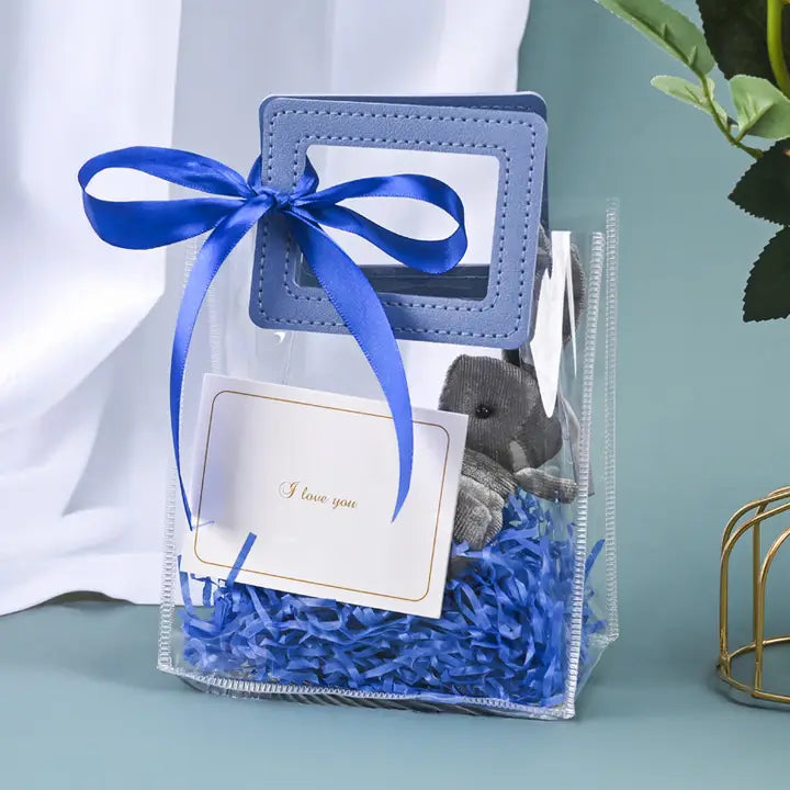 10pcs, 7 colors transparent PVC Gift Bag w/ square handles - ByHome