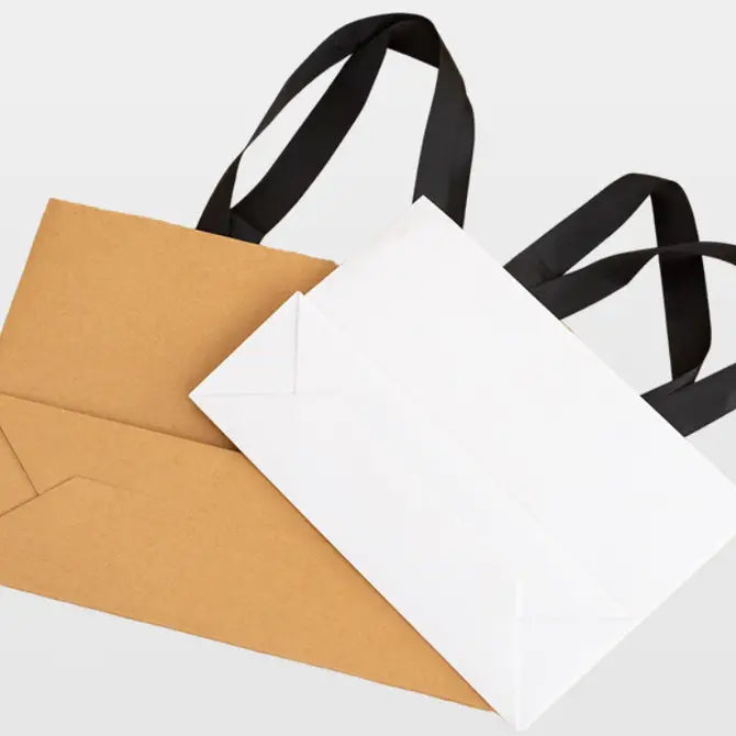 10pcs, Threaded Rope Pure White Gift paper Bag - ByHome