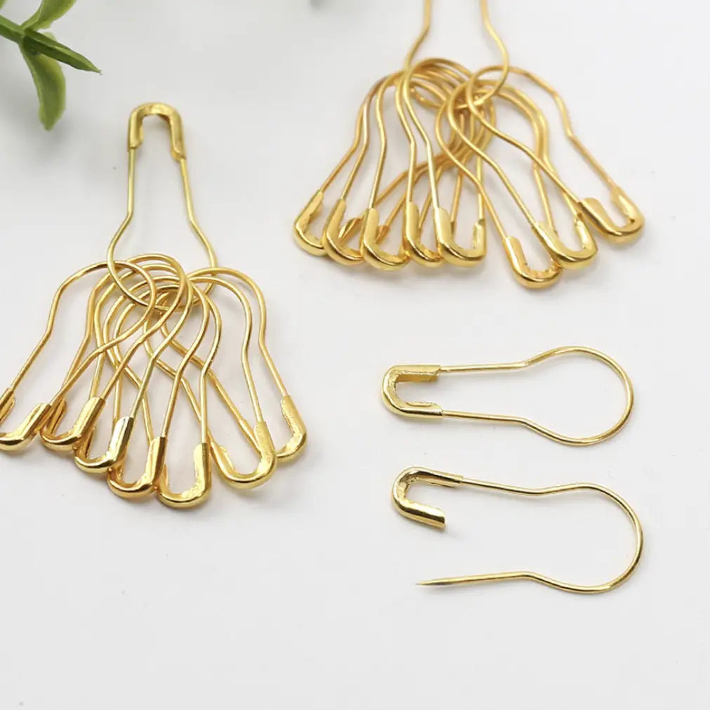 100pcs, small gourd-shaped gold safety pin - ByHome