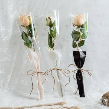 50 pcs, 2 sizes 3 colors LOVE flower OPP bag Bouquet sleeve - ByHome