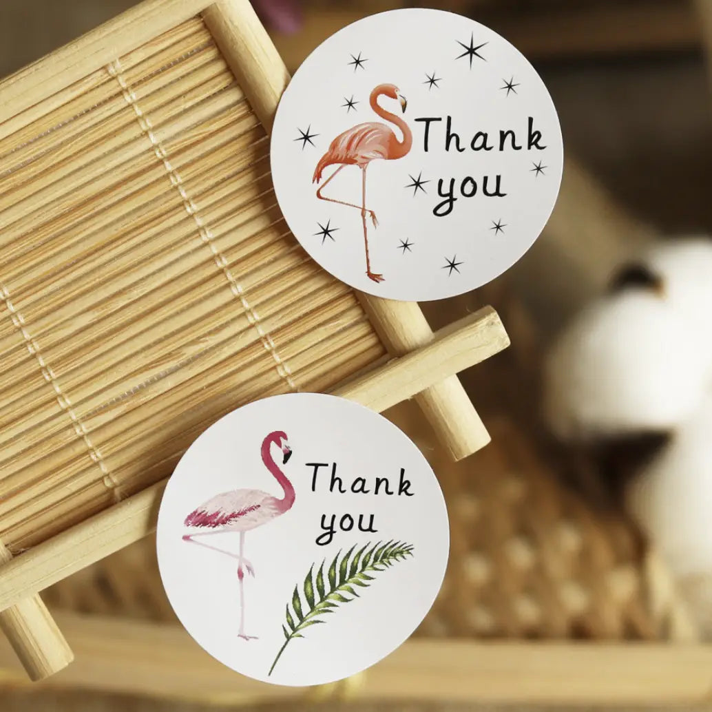 120 stickers 20 sheets, THANK YOU flamingo seal sticker - ByHome