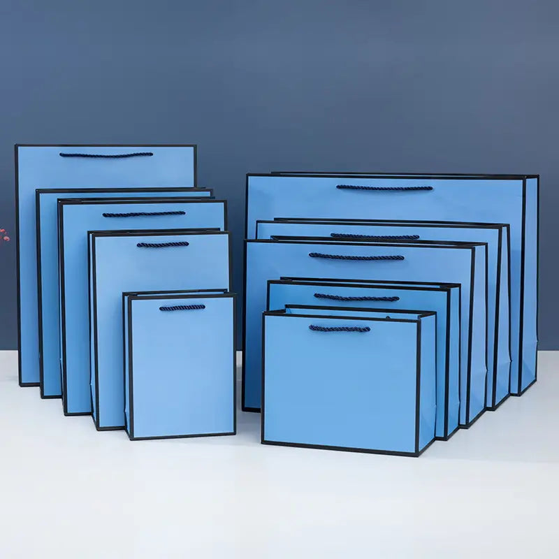 10pcs, 9 sizes blue with black border paper gift bag - ByHome