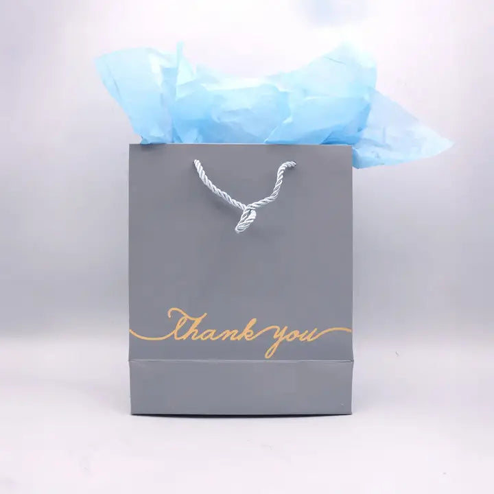 12pcs, 3 sizes Bronzing THANK YOU light blue gift bag - ByHome
