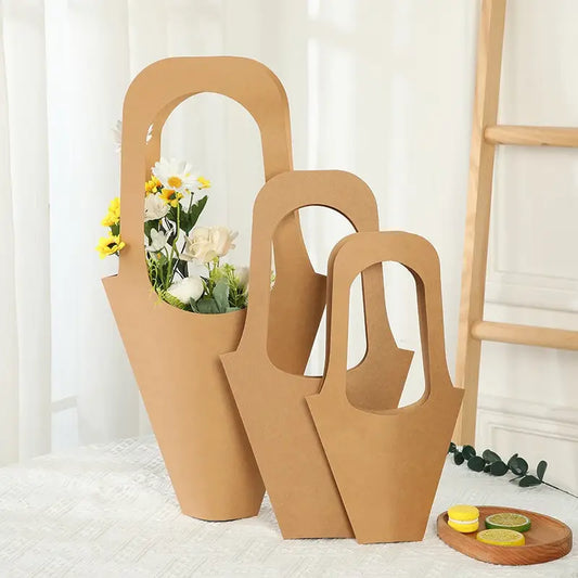 20pcs, 2 sizes kraft paper flower Bouquet sleeve w/ handle - ByHome