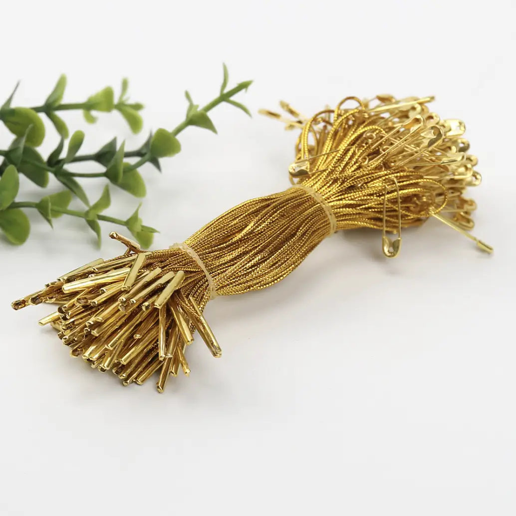 100pcs, 4in length gold pin and string combination for tag - ByHome