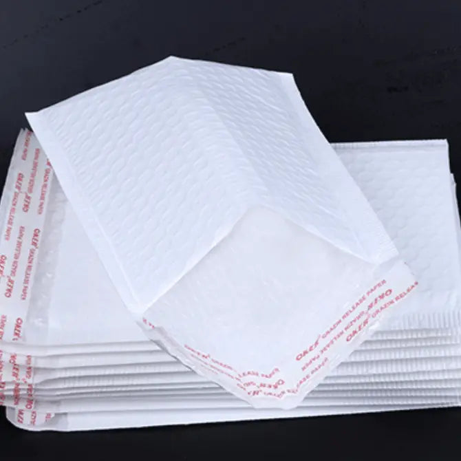 50 pc, White thick matte film bubble shock-proof waterproof mailer envelope - ByHome