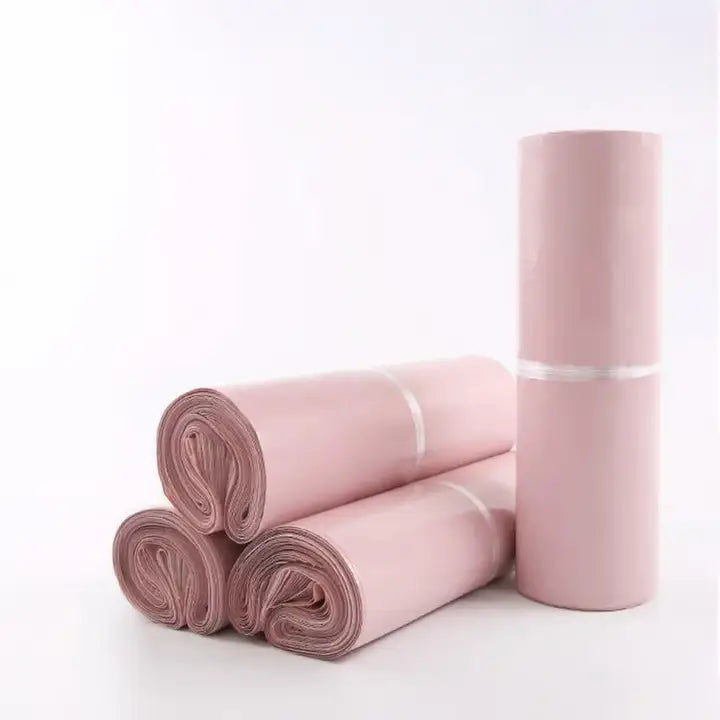 100pcs, 4 sizes Light pink thickened poly mailing bag - ByHome