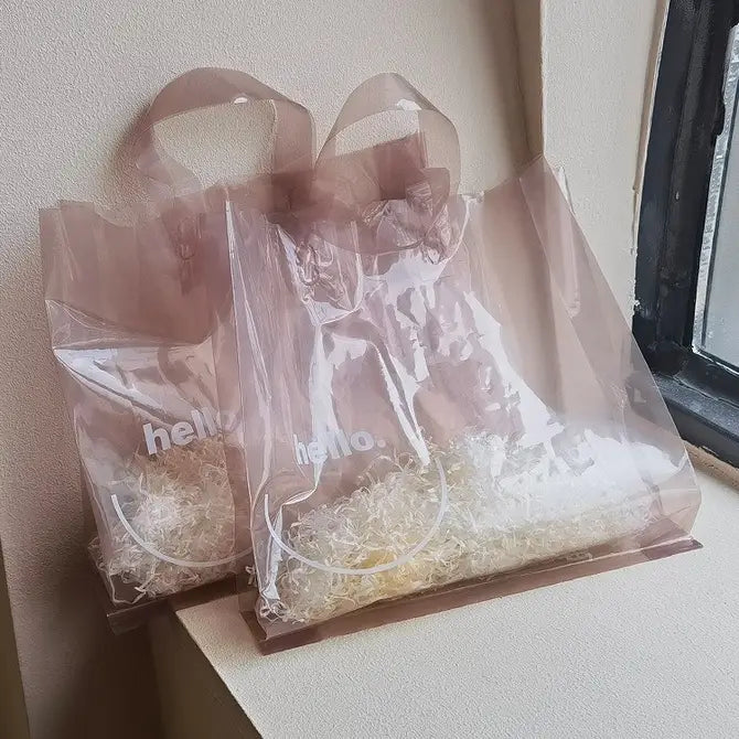 50 pc, Hello milk tea transparent PE gift bag 3 sizes - ByHome