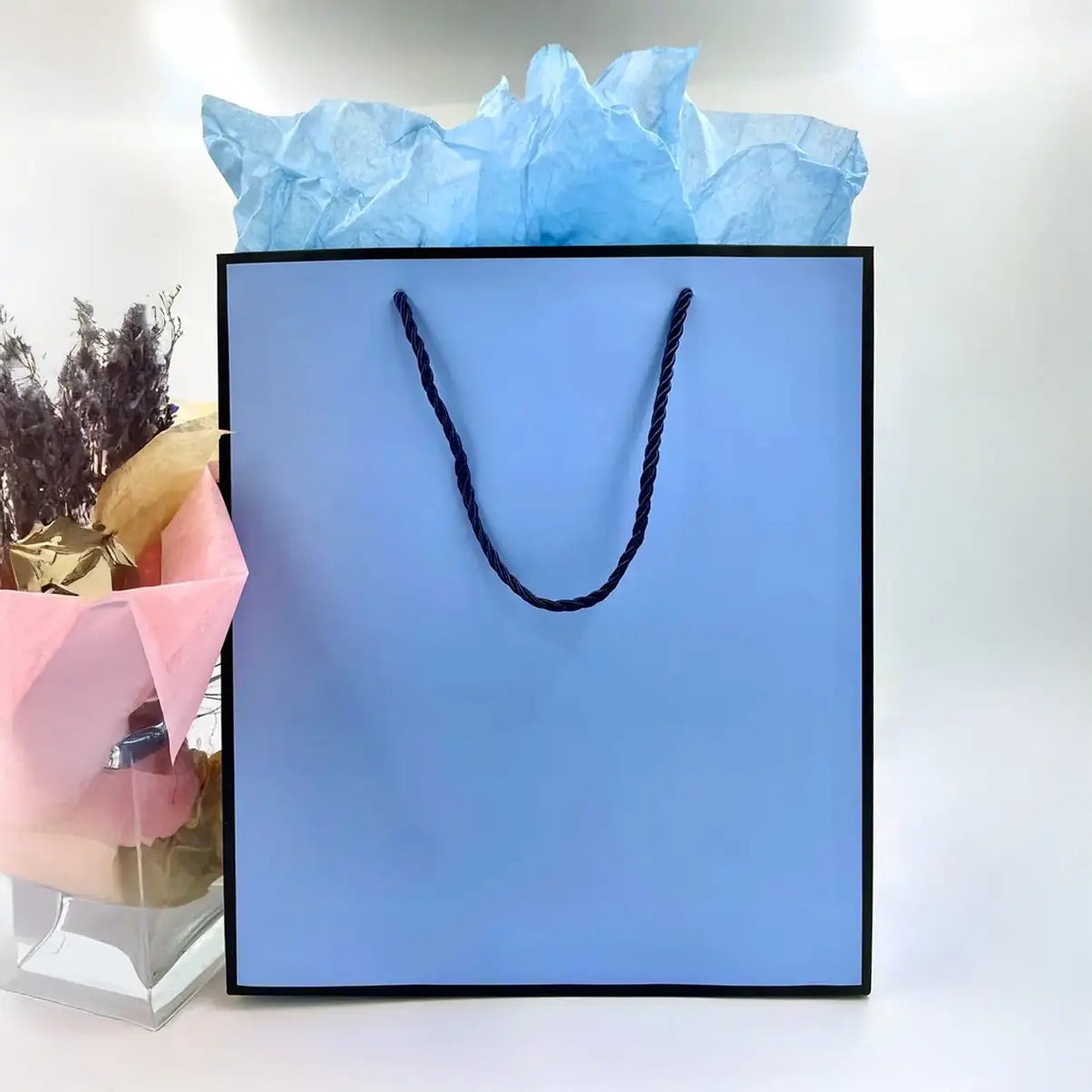 10pcs, 9 sizes blue with black border paper gift bag - ByHome