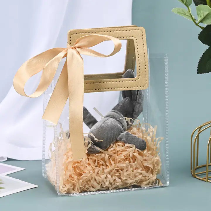 10pcs, 7 colors transparent PVC Gift Bag w/ square handles - ByHome