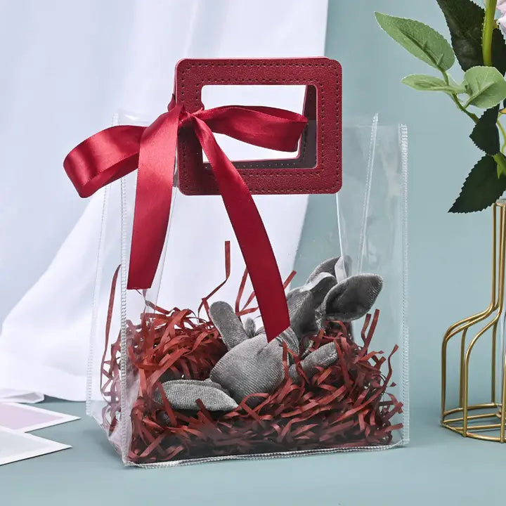 10pcs, 7 colors transparent PVC Gift Bag w/ square handles - ByHome