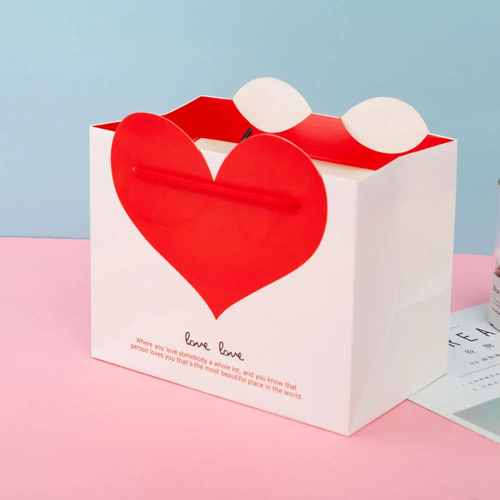10pcs, 5 colors dual-colored Love heart paper gift bag - ByHome