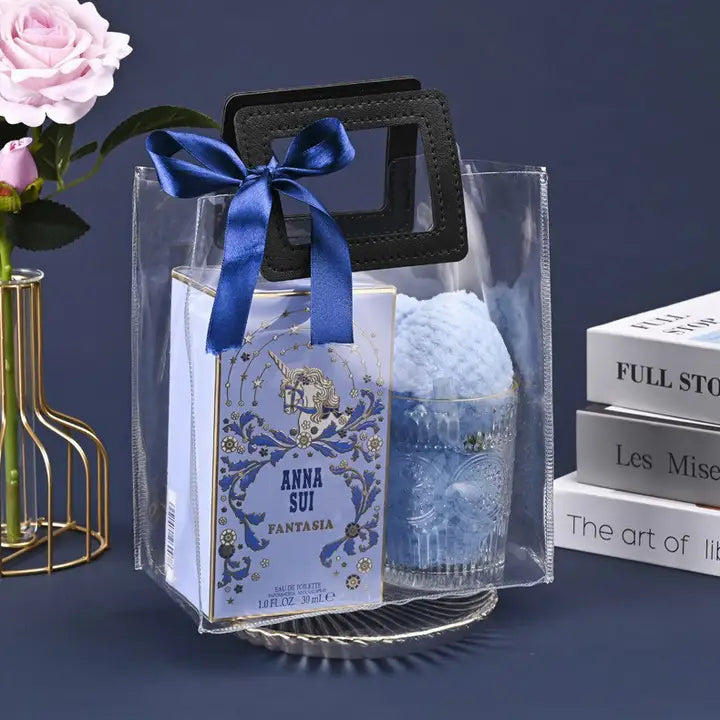 10pcs, 7 colors transparent PVC Gift Bag w/ square handles - ByHome