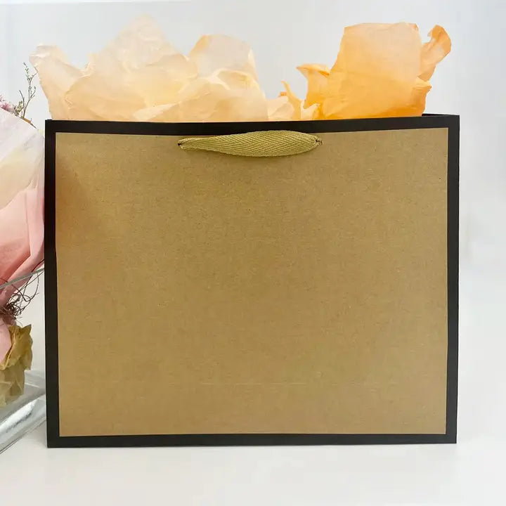 20pcs, 5 sizes Kraft brown with black border paper gift bag - ByHome
