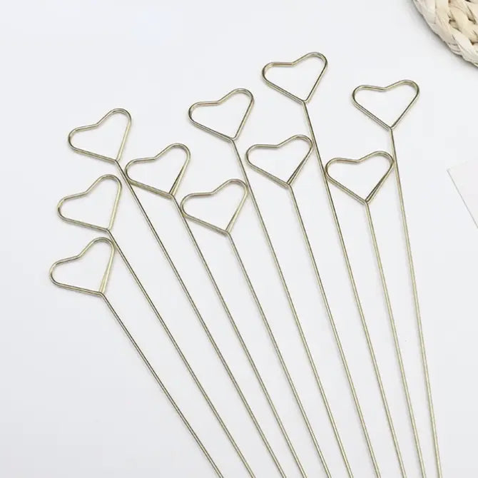 10 pc, 14" floral card holder photo clip stick metal stick - ByHome