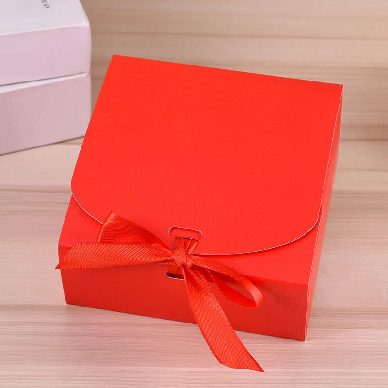 25pcs, 5 colors 3 sizes square paper gift box w/ ribbon - ByHome