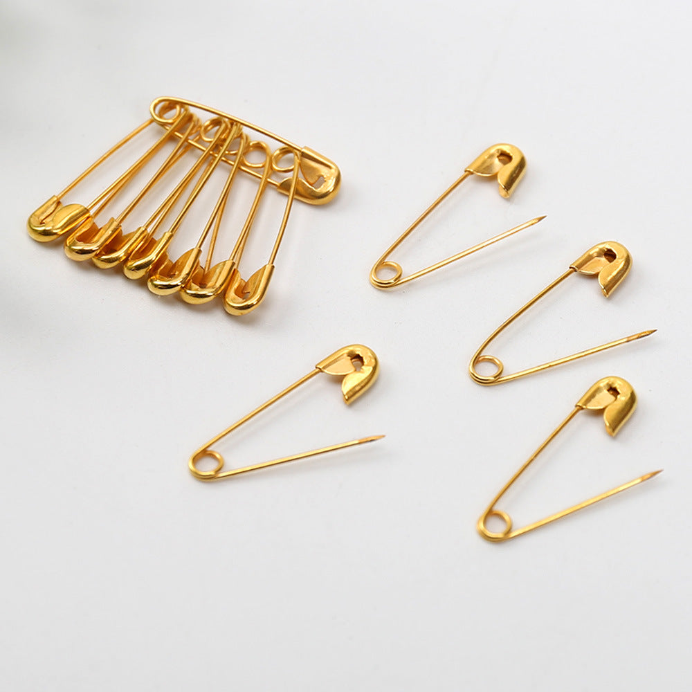 100pcs, small gold metal tag safety pin - ByHome