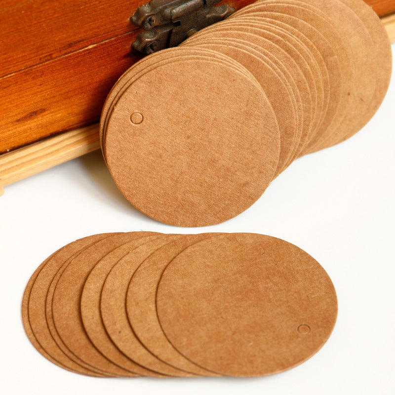 100pcs, 1.4"& 2.0" circular kraft paper gift tag and card - ByHome