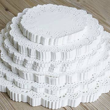 100pcs, 8 sizes White round flower lace paper mat coaster - ByHome