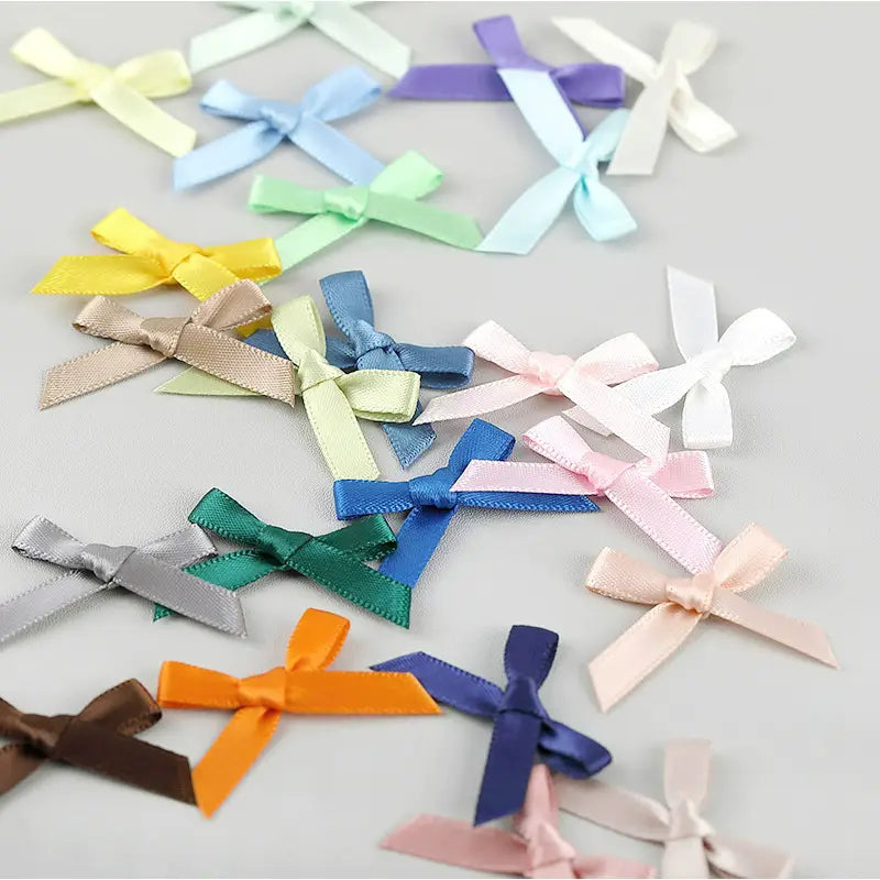 50pcs, 1.8"x1.8" mini double layered polyester ribbon bow - ByHome