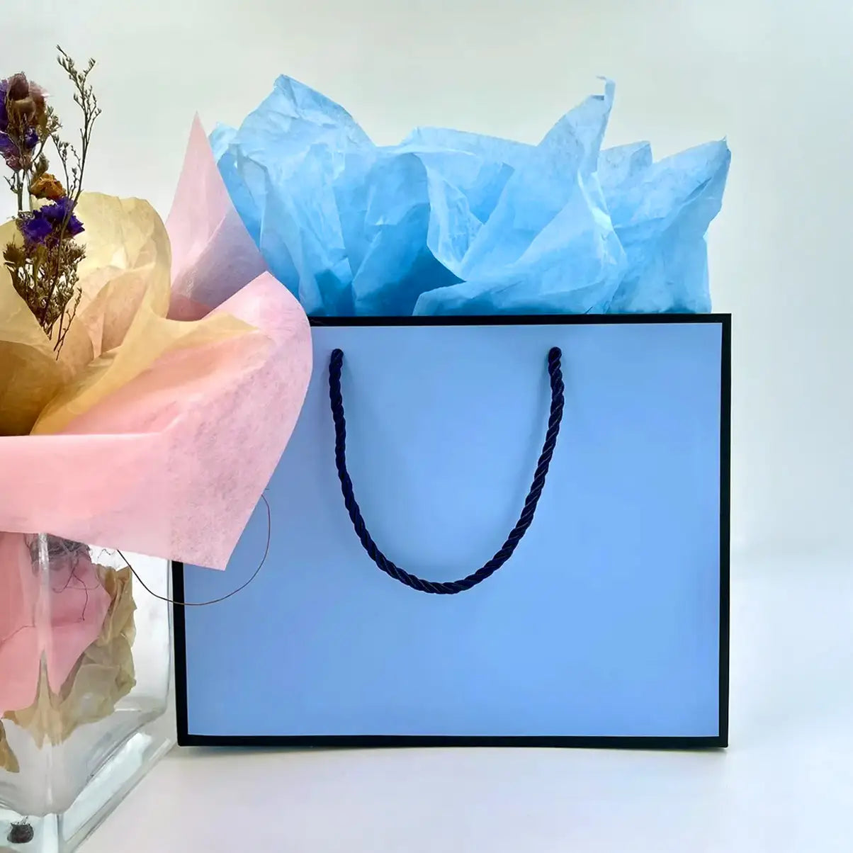 10pcs, 9 sizes blue with black border paper gift bag - ByHome