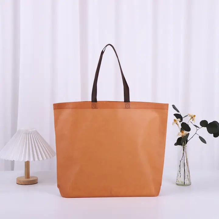 50pcs, 4 sizes Caramel non-woven gift bag with brown handle - ByHome