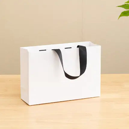 10pcs, Threaded Rope Pure White Gift paper Bag - ByHome