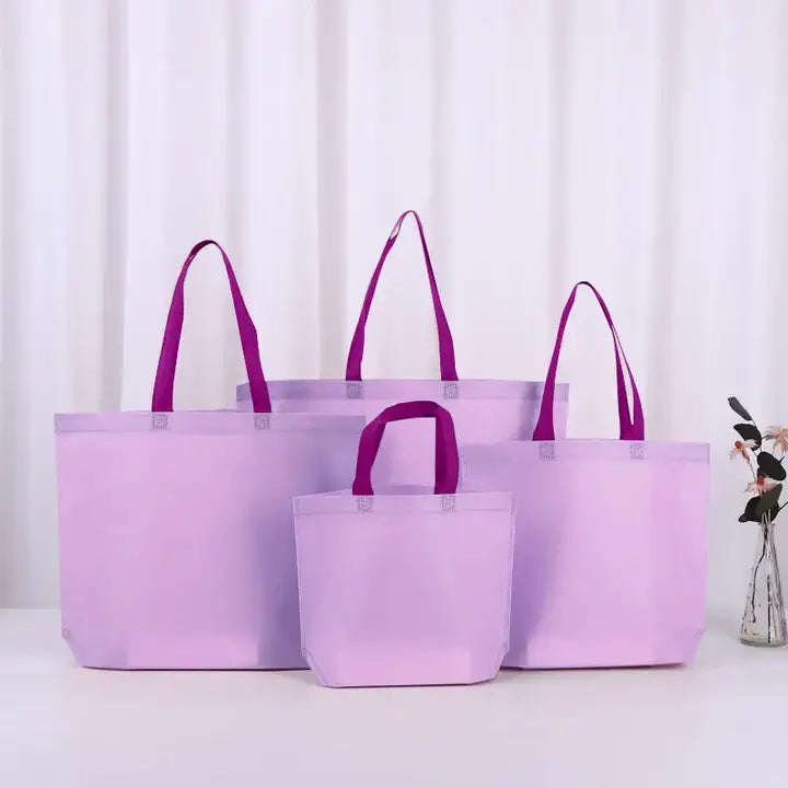 50pcs, 4 sizes Purple non-woven gift bag w/ purple handle - ByHome