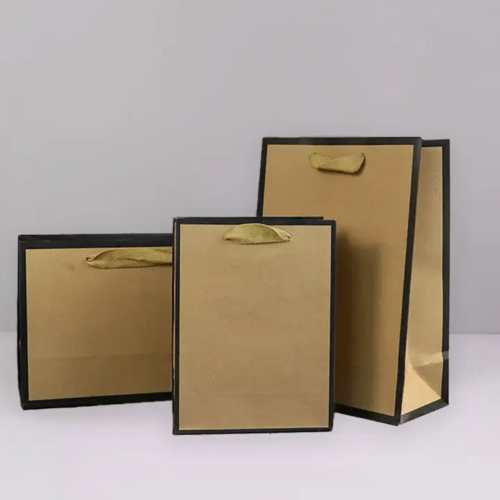 20pcs, 5 sizes Kraft brown with black border paper gift bag - ByHome