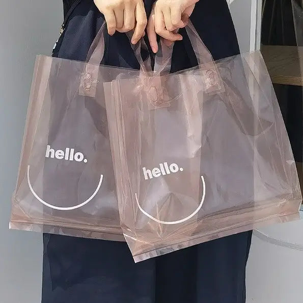 50 pc, Hello milk tea transparent PE gift bag 3 sizes - ByHome