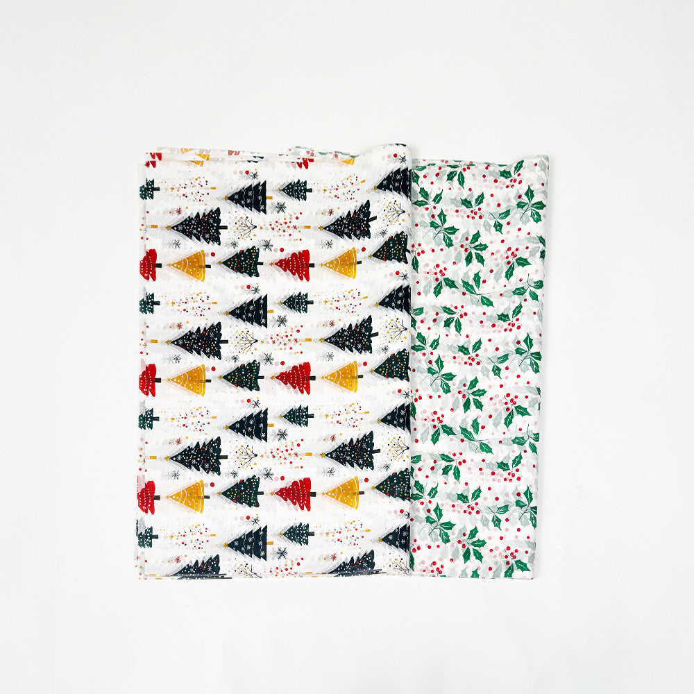 100 Bulk, 28" x 20" Christmas Mistletoe 17g White Wrapping Tissue Paper Sheets