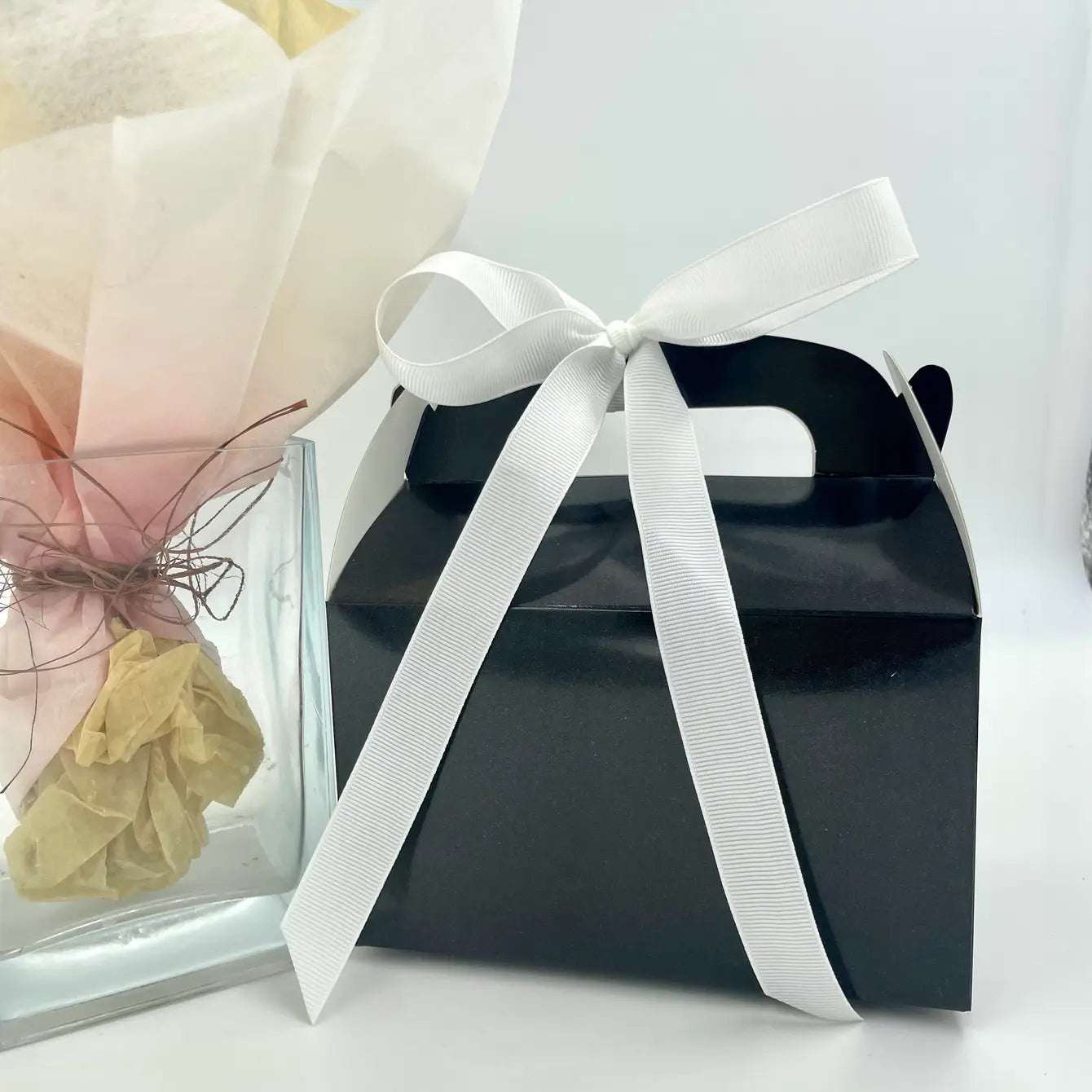 25pc, 6.3x3.5x3.7 black paper gift gable box - ByHome