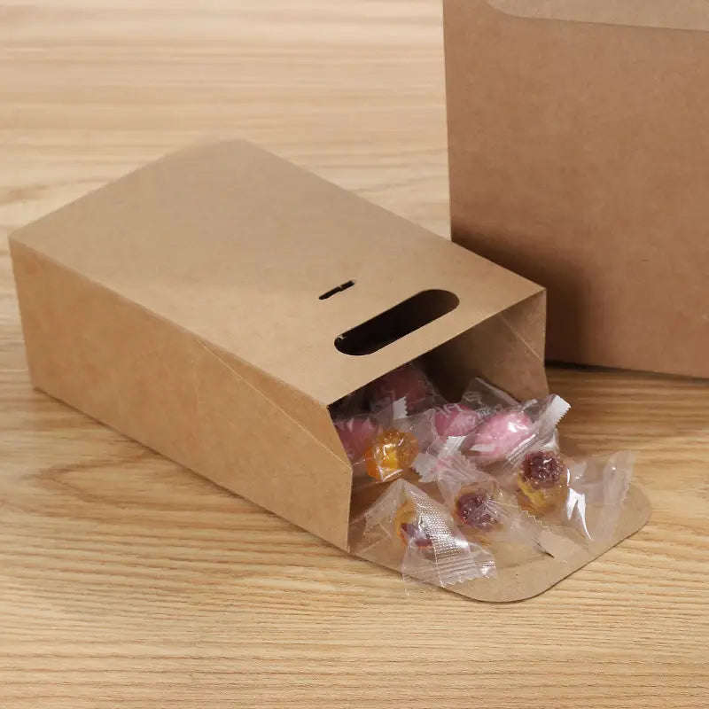 25pcs, 3 sizes Black Brown cardboard paper gift box bag w/ handle - ByHome