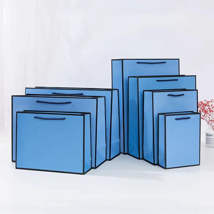 10pcs, 9 sizes blue with black border paper gift bag - ByHome