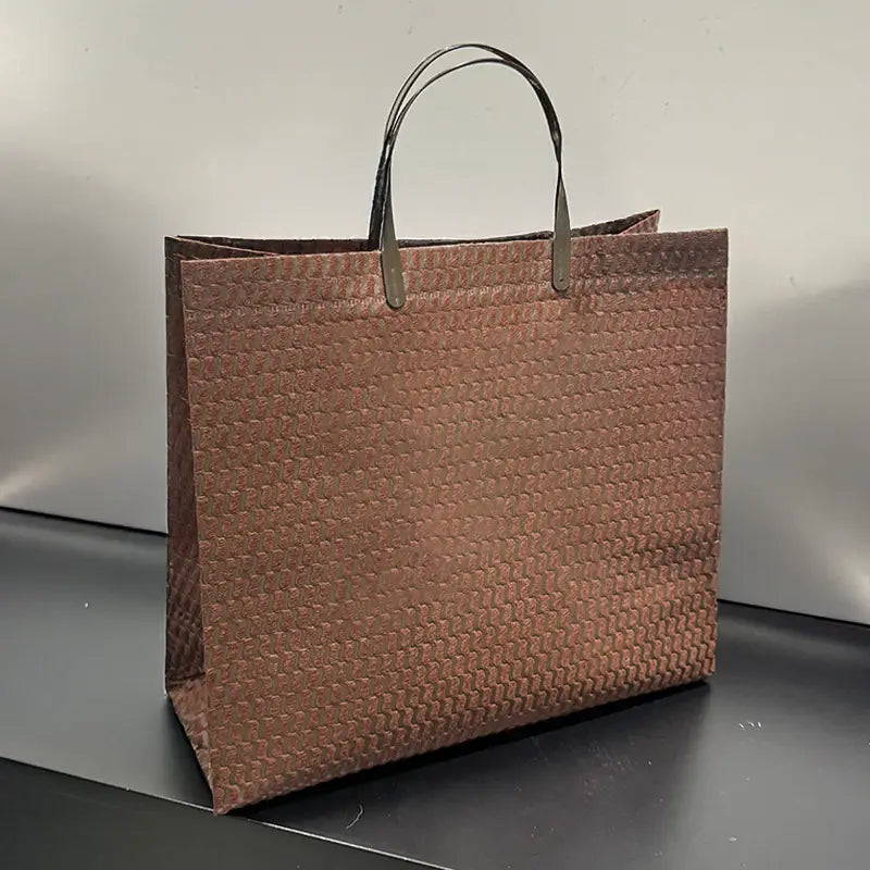 50pcs, 2 sizes Brown wavy woven pattern non-woven gift bag - ByHome