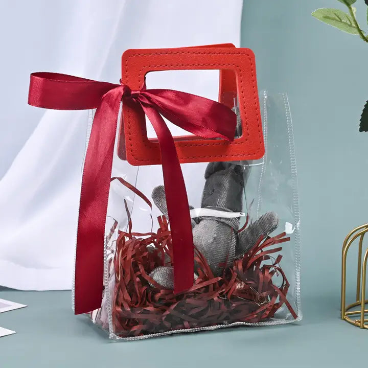 10pcs, 7 colors transparent PVC Gift Bag w/ square handles - ByHome
