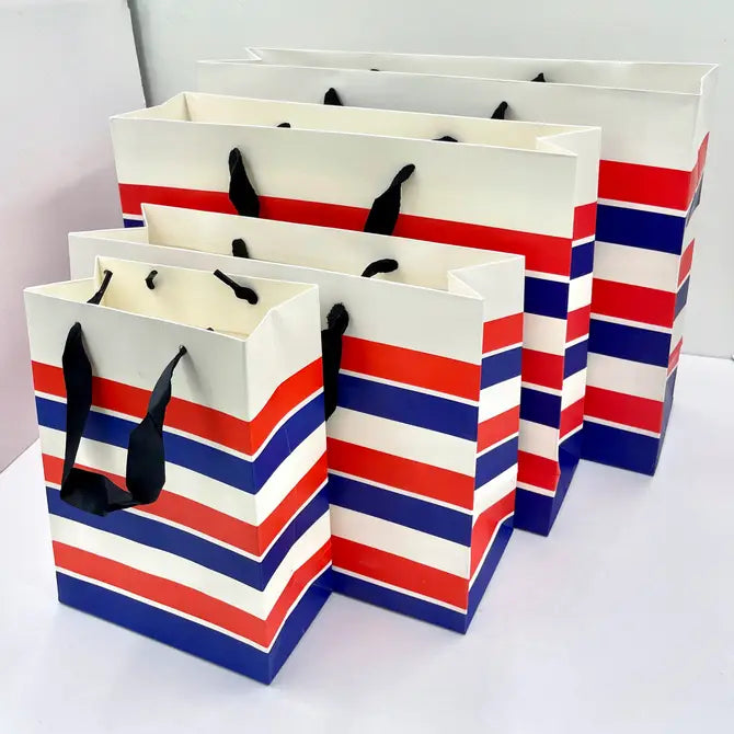 20pcs, blue white red stripes gift bag 4 sizes - ByHome