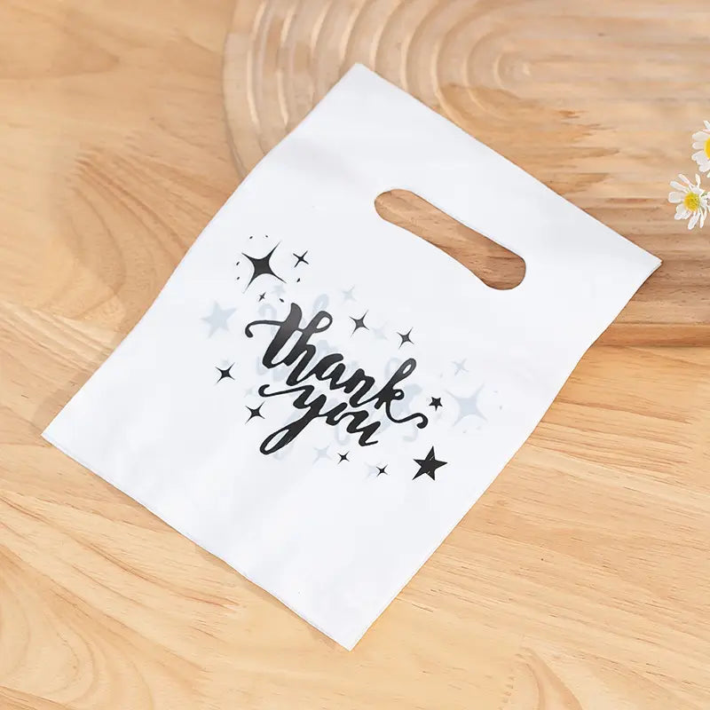 100pcs, 2 Colors Thank You Stars Cut-out handle PVC gift bag - ByHome