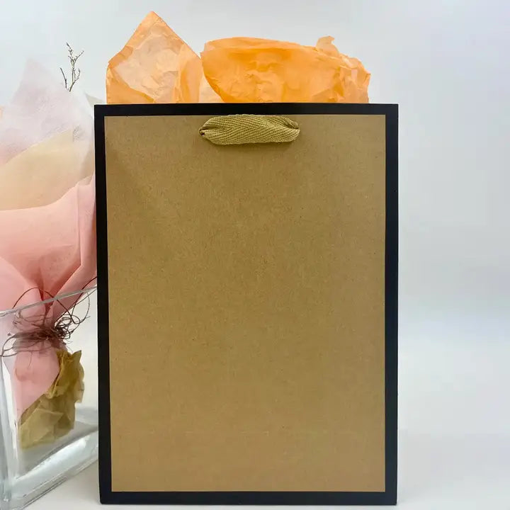 20pcs, 5 sizes Kraft brown with black border paper gift bag - ByHome