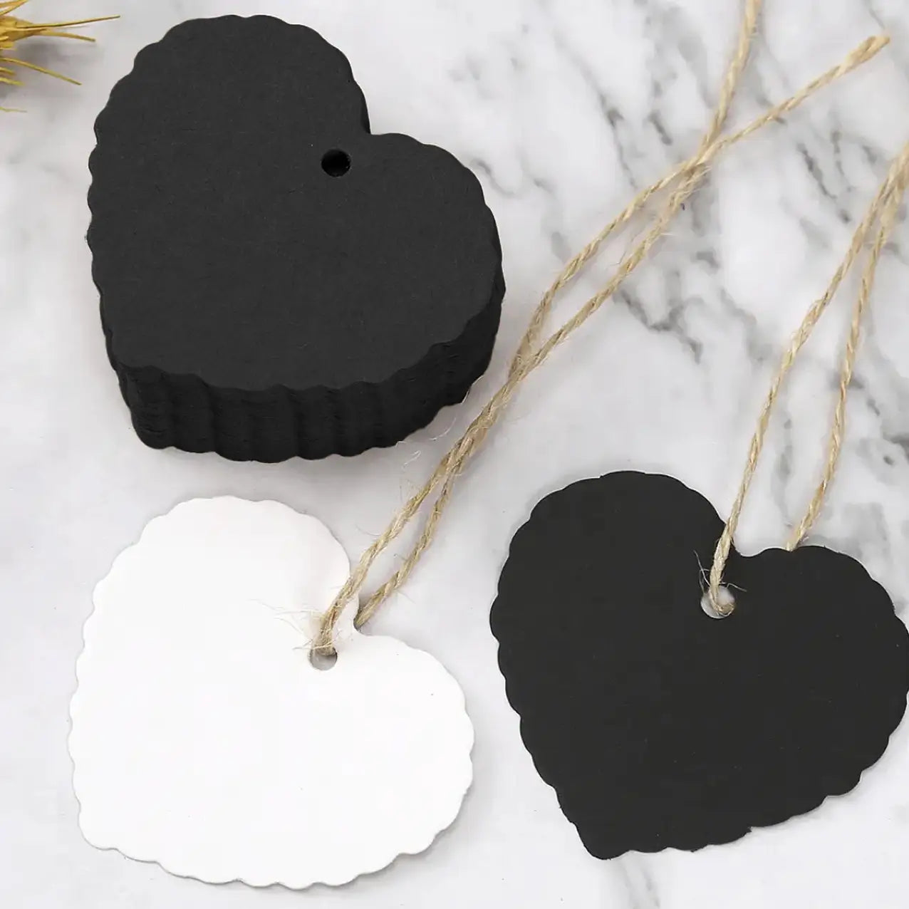 100pcs, 2.4x2" white black heart LOVE blank kraft paper tag - ByHome